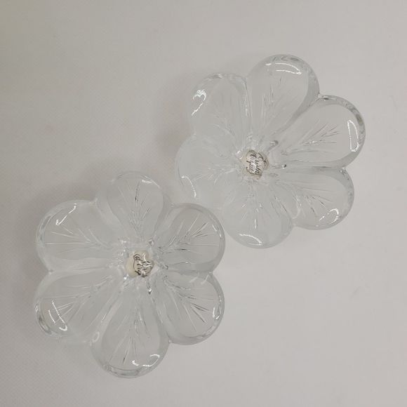 Genuine Lead Crystal d'Arques France Daisy Candlestick Holder Tapers  Set of 2 - Picture 8 of 14